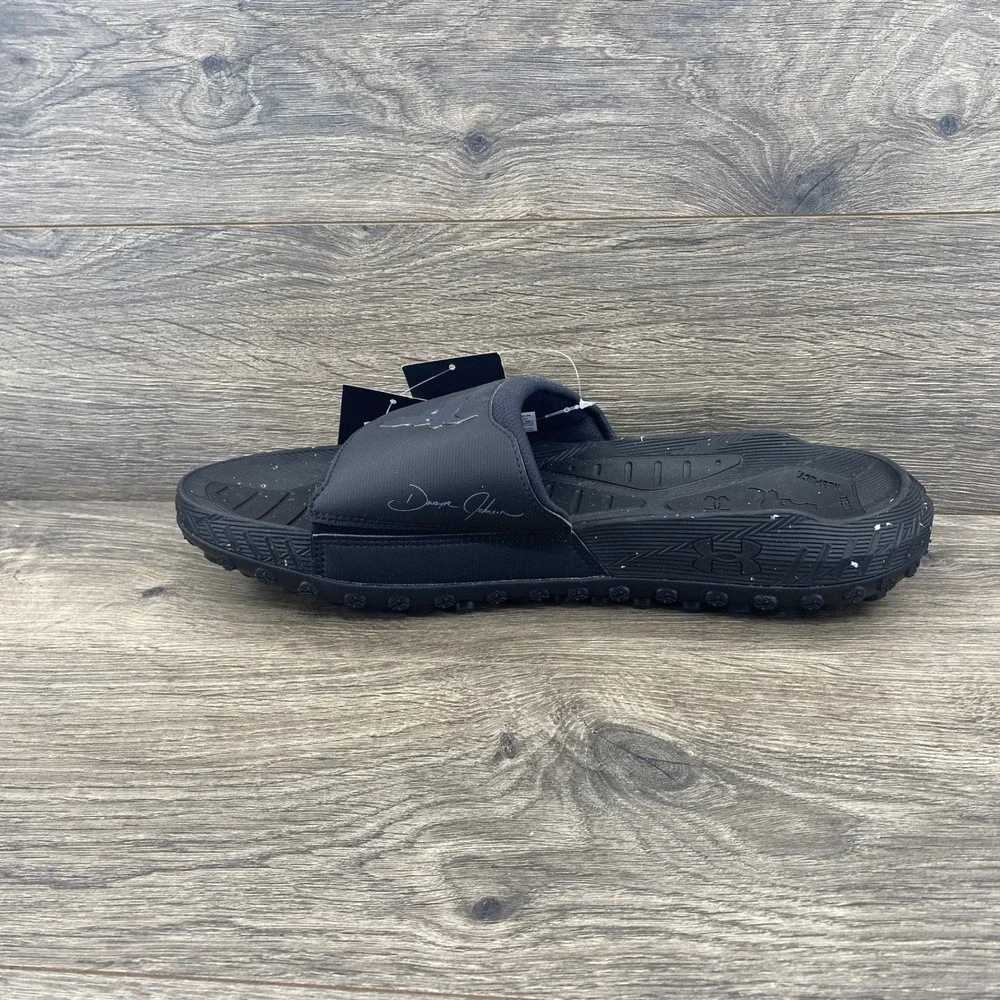 Under Armour Project Rock Slides Mens Size 14 Black Brahma Bull 3026034-001